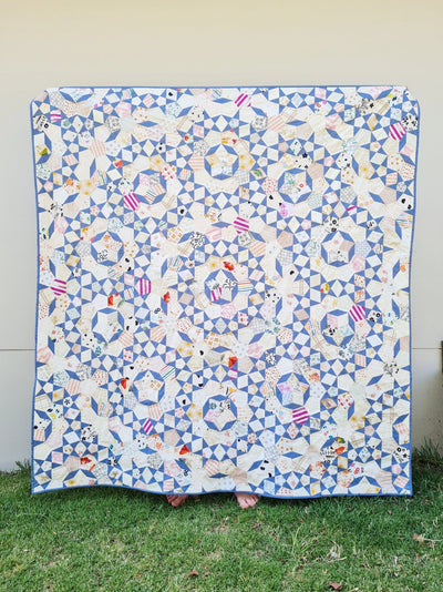 Quilted Lace - Pirouette Quilt in Blue and White